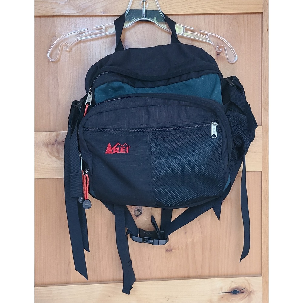 Vintage 90s REI Black Waist Fanny Pack Daypack Backpacking Shoulder Bag Hiking